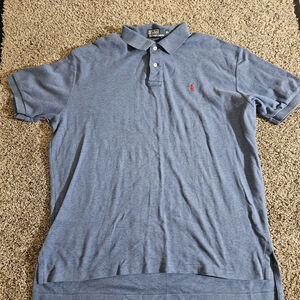 Vintage Polo Ralph Lauren Shirt Mens XL Blue Short Sleeve Red Pony Long Tail